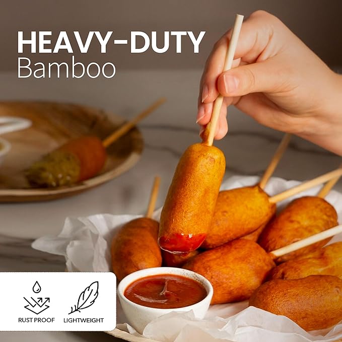 Alpine Cuisine Bamboo BBQ Skewers - 6" Kebab Sticks (50 Count) for Appetizers & Smores