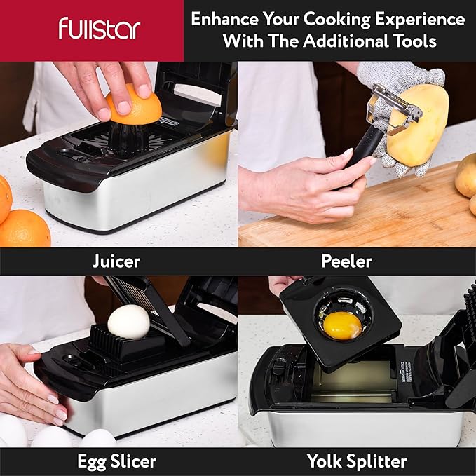 Fullstar The Original Pro Chopper - Vegetable Chopper and Spiralizer, Food Chopper with Container, Fruit Slicer, Kitchen Gadgets & Gifts, Home Essentials (9 in 1, Stainless Steel)