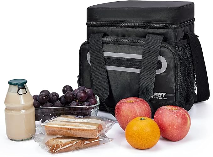 TOURIT Large Lunch Bag 14L Insulated Lunch Box Lunch Cooler for Men Women Work, Black