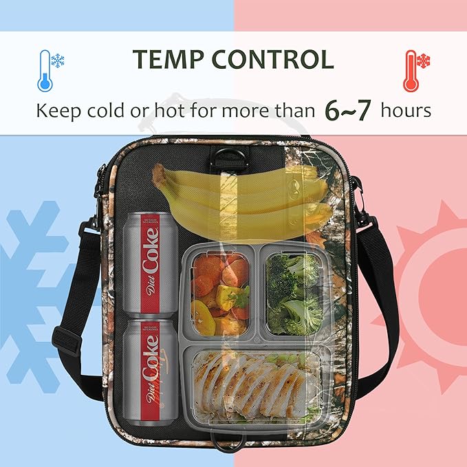 Tirrinia Expandable Insulated Lunch Bag for Men Women – Leakproof Reusable Cooler LunchBox for Kids & Adults, with Shoulder Strap, Perfect for Work, School, Office, Travel,Maple Leaf