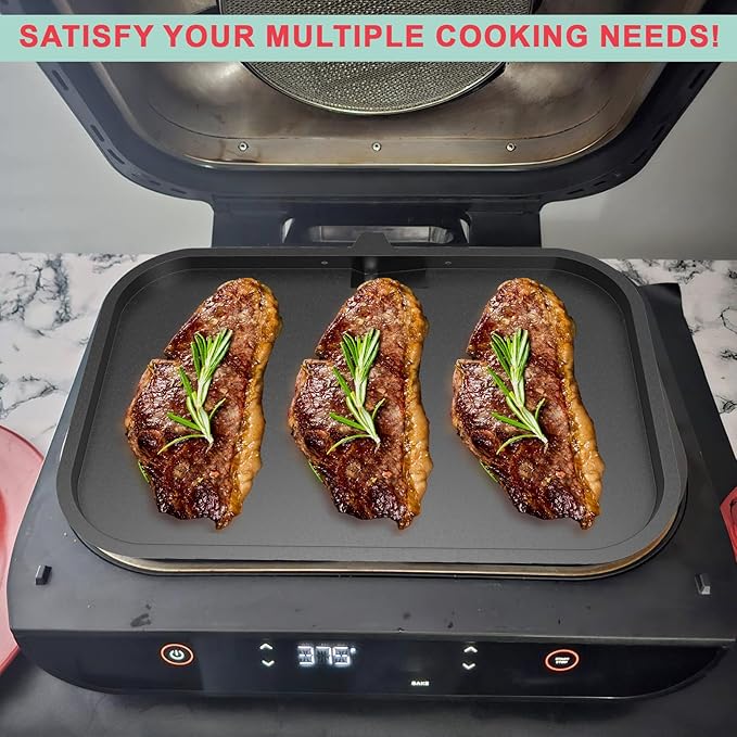 OG900 Griddle Pan and Rack for Ninja Woodfire XL OG800 & OG900 Series Grills Accessories, Non-Stick Flat Top Griddle Plate for Ninja OG951 OG850 OG952 XSKGRDPLT Pro Connect XL, Stainless Steel Rack