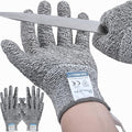 Dowellife 3 Pairs Cut Resistant Gloves Food Grade Level 5 Protection, Safety Kitchen Cuts Gloves for Mandolin Slicing, Fish Fillet, Oyster Shucking, Meat Cutting and Wood Carving (Black Gray, Large)