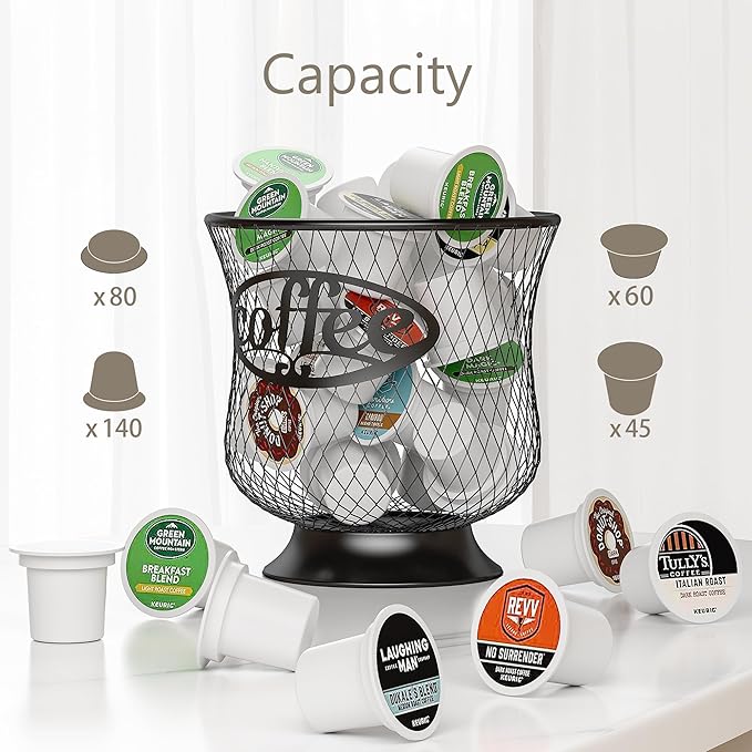 Coffee Pod Holder, Large K Cup Organizer, Large Capacity K Cup Storage for Keuring Espresso Capsule Coffee Creamer, Easy to Refill and Organize for Cafe Bar, Coffee Bar Decor
