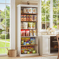 70.8" Tall Farmhouse Kitchen Pantry Cabinet, Modular Storage Cabinet with 6-Tier Adjustable Shelves, White, Wooden Hutch for Living Room, Kitchen