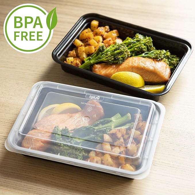Igluu Meal Prep Containers Reusable (10 Pack) – Food Containers with Lids – Stackable, Microwave, Freezer & Dishwasher Safe – 28oz/828ml – 1 Compartment – BPA-Free