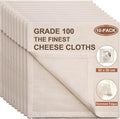eFond Cheese Cloths, 10-Pack, 20x20Inch Squares with Hemmed Edges, Grade 100 Ultra Fine Reusable Cheesecloth for Straining, Unbleached Cotton Muslin Cloths for Cooking, Nut Milk, Butter & Baking