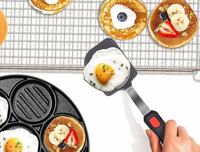 Set of 3, Silicone Spatula Turner,600°F Heat Resistant Cooking Spatulas for Nonstick Cookware, Large Kitchen Utensils BPA Free Rubber Spatula Set for Egg, Pancake, Fish, Burger