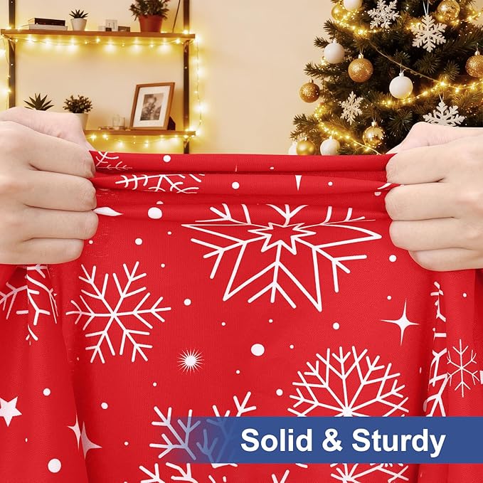 homing Rectangle Table Cloth Cover, Waterproof Polyester Elastic Fitted Tablecloth, Fits for 6 Foot Folding Tables, Washable Table Protector for Christmas, Holiday, Party (Snowflakes, 30" x 72")