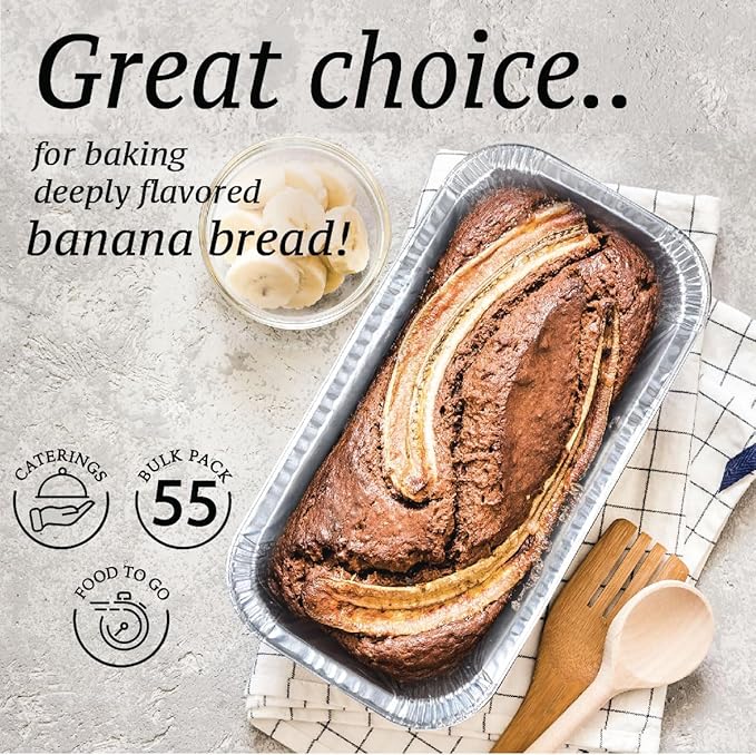 Spare Essentials (65 Pack) 2Lb Foil Bread Pans for Baking, Disposable Bread Pans - Perfect for Baking Banana Bread, Cakes & Meatloaf - 2 Pound Aluminum Pans for Food Serving - 8.5" X 4.5" X 2.5"
