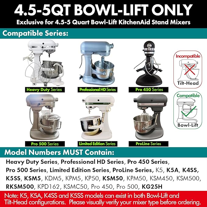 Heavy Duty Whisk Attachment for KitchenAid 5QT Bowl-Lift Stand Mixers- Extra Thick Stainless Steel Wire Whip for Fast Whipping, Perfect for Large Batches, Dishwasher Safe