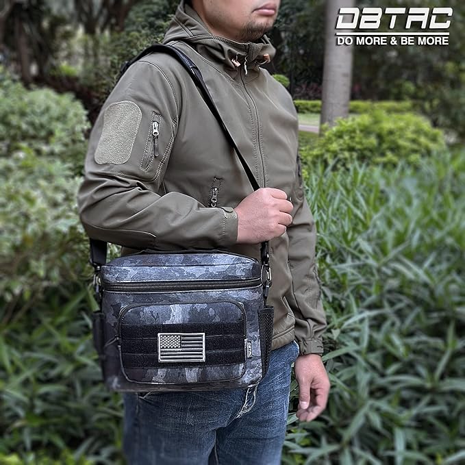 DBTAC Tactical Lunch Bag for Men Women, 12 Cans Insulated Lunch Box for Adult | 9L Leakproof Lunch Cooler Tote for Work Office Outdoor Travel | Soft Easy To Clean Liner x2, LE Camo