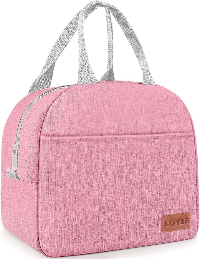 Lunch Bag Lunch Box for Women & Men, Large Capacity Insulated Lunch Bag for Adult, Leakproof Reusable Lunch Tote Bags for Work/Office/Travel/Picnic (Pink)
