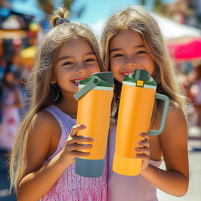 Mity rain 2PCS Protective Silicone Boots for Owala 30oz & 40oz FreeSip Sway Bottles & Tumblers - Accessories for owala, Enhances Stability & Prevents Scratches (Golden Yellow & Slate Blue)