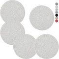 Trivets for Hot Dishes, Pots and Pans, 8 Inches Hot Pads 5 Pcs, Pot Holders for Kitchen, Heat Resistant Mat Protect Counter, Coasters Set Home Essentials Farmhouse Decor (Gray)