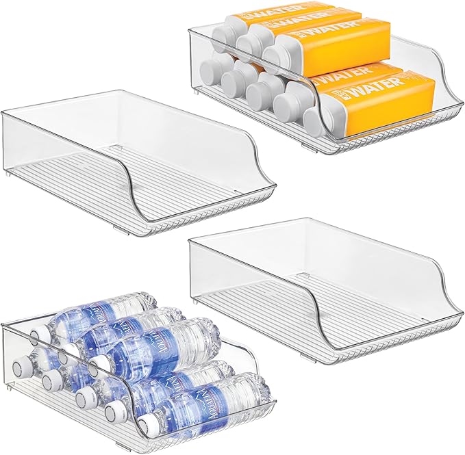 iDesign Water Bottle Organizer for Fridge - Set of 4 - Clear - Made in USA