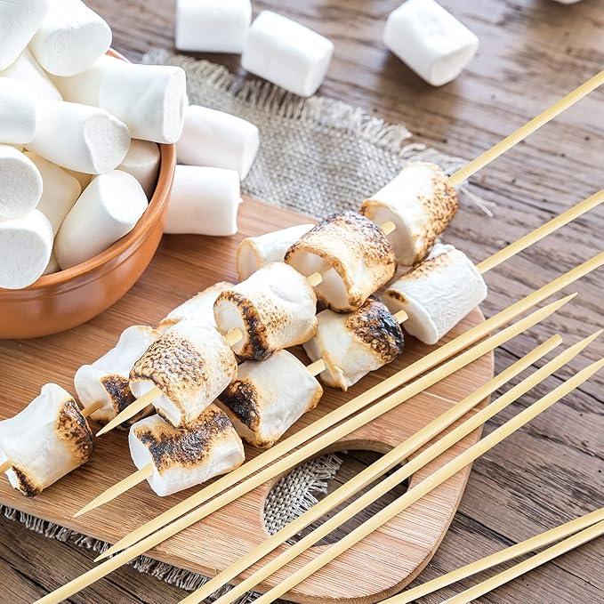 HANSGO Bamboo Skewers, Φ=5mm 12 Inch - Natural Wooden Skewers for Grilling, Appetizers, Fruit, Chocolate Fountain, Barbecue & Crafts, 70PCS