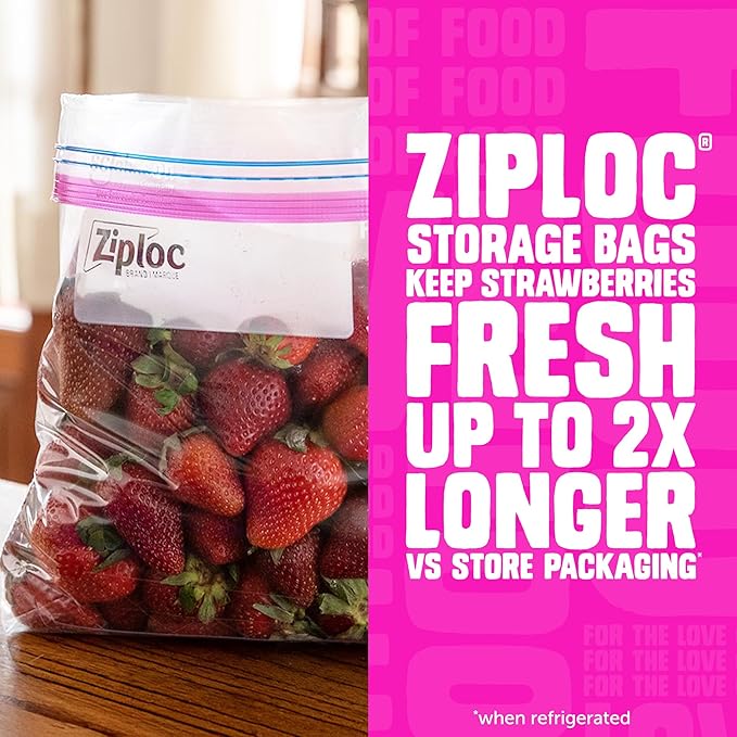 Ziploc Gallon Food Storage Bags, Stay Open Design with Stand-Up Bottom, Easy to Fill, 162 Count (Packaging May Vary)