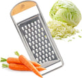Cheese Grater Handheld - Stainless Steel Flat Food Grater with Cherrywood Handle - Coarse Shredder Kitchen for Medium-Hard Cheese and Vegetables - Italian Made Kitchen Gadgets by Kings County Tools