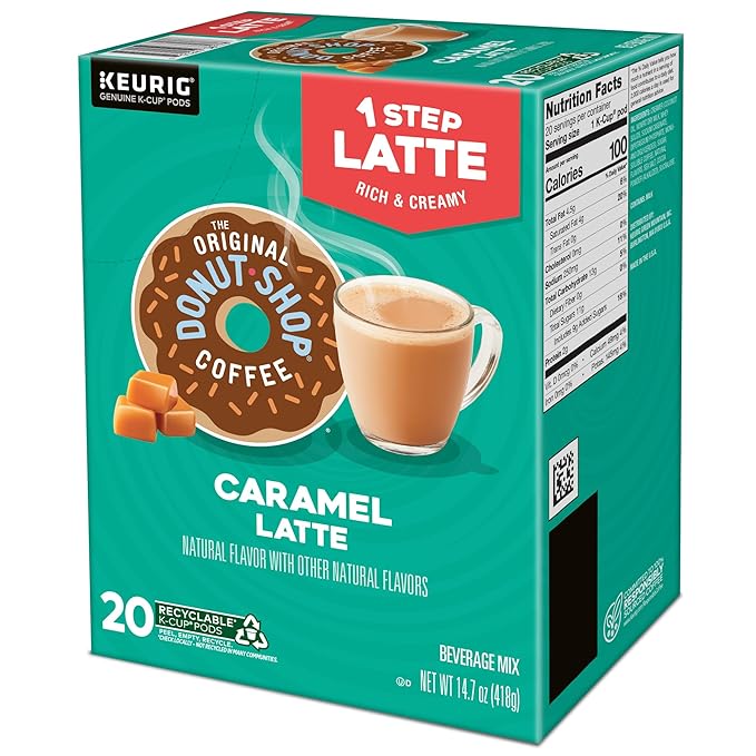 The Original Donut Shop Caramel One-Step Latte, Keurig Single Serve K-Cup Pods, 20 Count