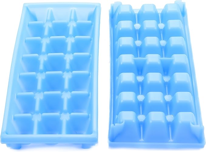 Camco Stackable Miniature Ice Cube Tray for Compact Spaces, 2-Pack (44100), Blue