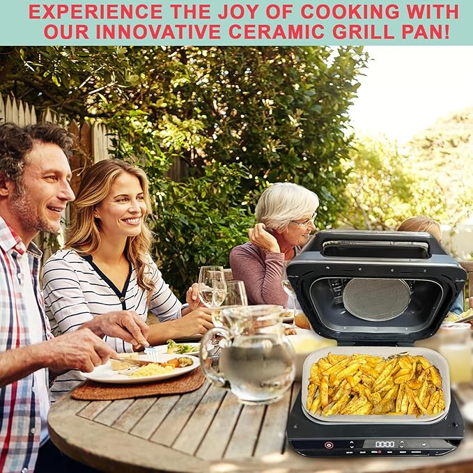 FG551 Upgraded Ceramic Griddle Pan for Ninja Foodi FG551/DG551 Smart XL 6-in-1 Grill Accessories, Non-Stick Flat Top Griddle Plate for Ninja Foodi DG551 Parts, 100 PCS Parchment Perforated Paper
