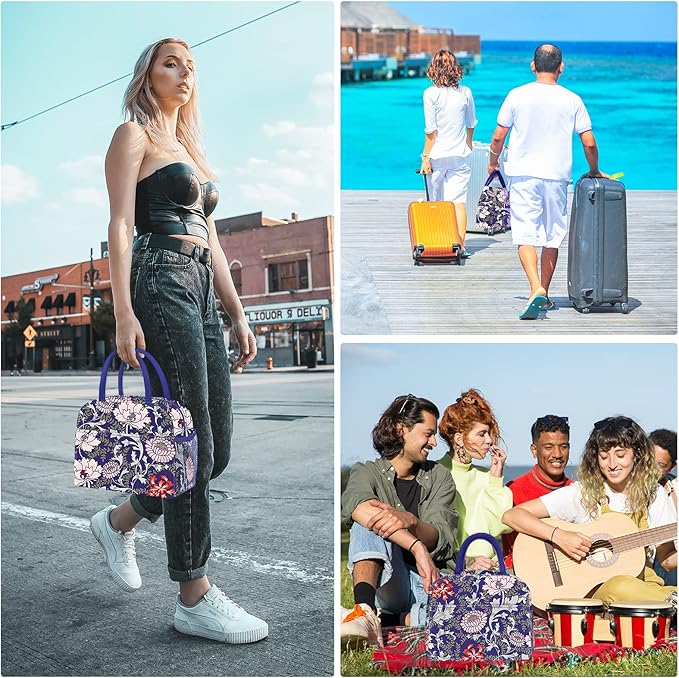 DALINDA Lunch Bag Lunch Box for Women Men Reusable Insulated Lunch Tote Bag,Leakproof Thermal Cooler Sack Food Handbags Case High Capacity for Travel Work Picnic Beach,Orchid3