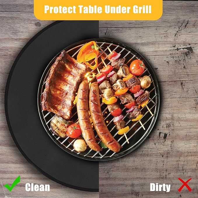 30" Round Grill Mat, Fire Pit Mat Fireproof Under Grill Oil-Proof Waterproof BBQ Pad for Outdoor Grill Accessories, Heat Resistant Protective Deck and Patio Fire Resistant Pad