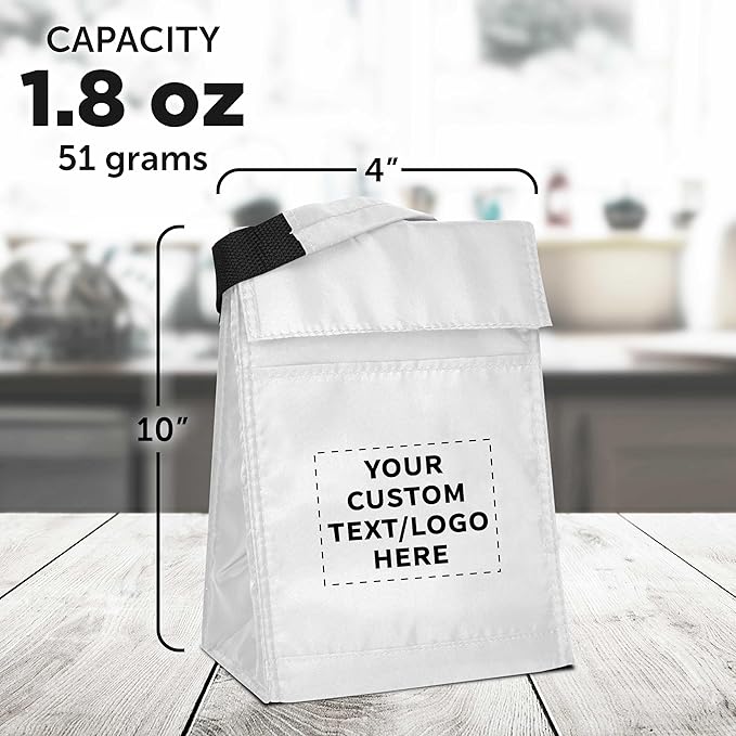 DISCOUNT PROMOS 100 Hook and Loop Insulated Lunch Bags Set - Customizable Text, Logo - Polyester, Durable, Vibrant, Reusable - White