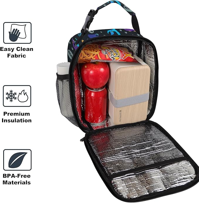 Lunch Box for Men & Women Durable Lunch Bag for Adults Reusable Small Lunchbox Purple Dinosaur