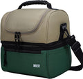 MIER Adult Lunch Box Insulated Lunch Bag Large Cooler Tote Bag for Men, Women, Double Deck Cooler （Army Green/Khaki, Large）
