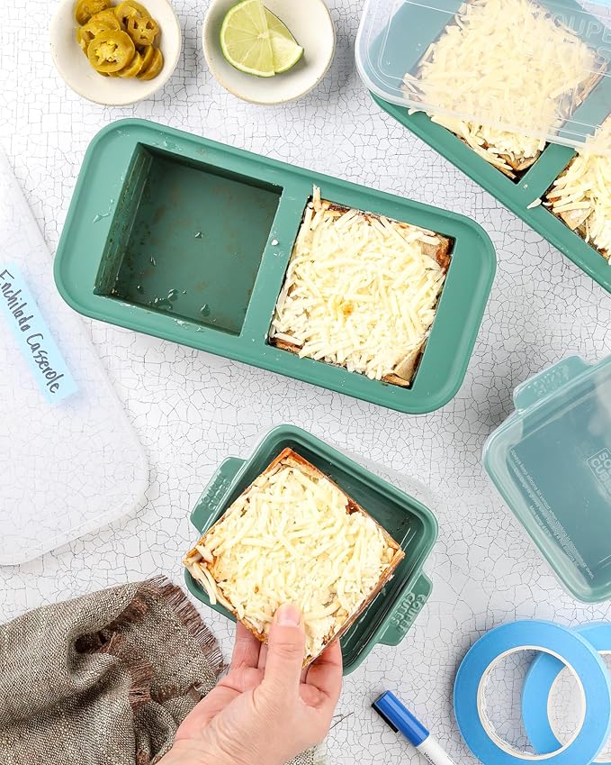 Souper Cubes 2 Cup Silicone Freezer Tray with Lid, Perfect for Storing Lasagna, Leftovers, Sauces, Portioned Meals and More, Silicone Freezer Mold for Meal Prepping - Kale - 1-Pack