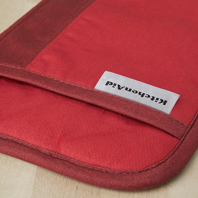 KitchenAid Beacon Two-Tone Non-Slip Pot Holder Set, Passion Red/Bordeaux, 7"x10", 2 Piece
