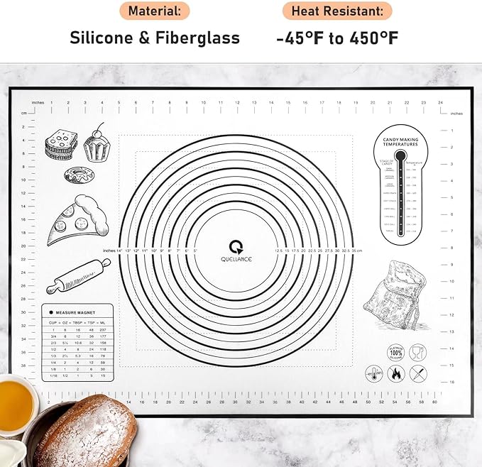 Silicone Pastry Mat, Baking Mat for Rolling Out Dough, 20''(W)28''(L), Dough Mat for Rolling, Black Fondant Mat