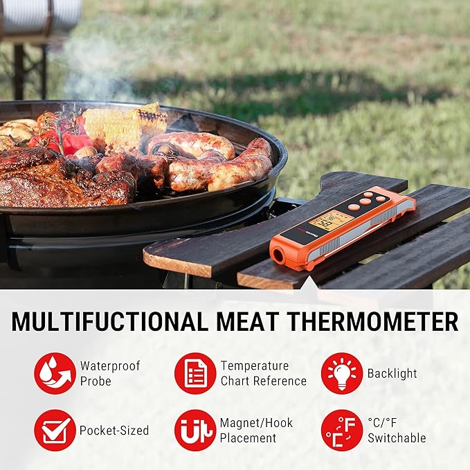 ThermoPro TP420 2-in-1 Instant Read Thermometer for Cooking, Infrared Thermometer Cooking Thermometer with Meat Probe, Non-Contact Laser Meat Thermometer for Griddle Grill Pizza Oven HVAC Pool