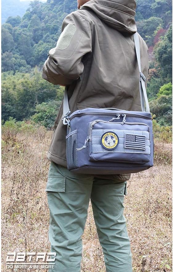DBTAC Tactical Lunch Bag for Men Women, 12 Cans Insulated Lunch Box for Adult | 9L Leakproof Lunch Cooler Tote for Work Office Outdoor Travel | Soft Easy To Clean Liner x2, Grey