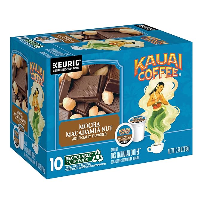 Kauai Coffee K-Cup Pods for Keurig Brewers – Arabica Coffee, 10% Hawaiian – Medium Roast, Rich, Smooth, No Bitterness – Three Flavors, 4 Packs of 10 Single Serve K-Cups
