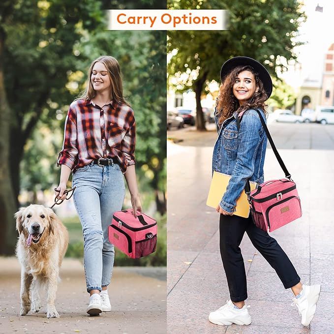 Lifewit Reusable Insulated Lunch Bag for Men, Lunch Box Women, Portable Cooler Freezable Soft Lunchbox Leakproof with Adjustable Shoulder Strap for Adult for Work Picnic or Travel, Pink 9L