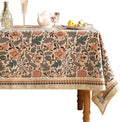 ISAENNE Designer Boho Floral Table Cloth for Rectangle Table,Linen Lotus Flower Pattern Colorful Tablecloth,Durable Decor Tablecloths for Dining Thanksgiving Kitchen Christmas,55"*79"-Hazel A