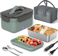 Electric Lunch Box Food Heater 100W, 4 in 1 Ultra Quick Heated Lunch Boxes for Adults 12V/24V/110V/220V Portable Food Warmer for Car/Truck/Office With Fork Spoon and Insulated Carry Bag