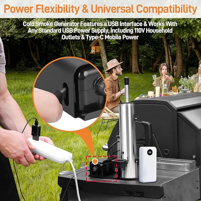 2025 Portable Electric Smoke Generator, Adjustable Smoke Control & Fits 99% Pellet Smokers & Grills, Cold/Hot Smoking Modes for Meats, Salmon & Cheeses – Great Christmas Gift Idea for Smoke Lovers