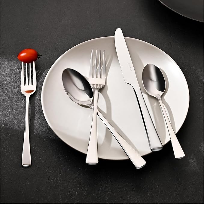 KINGSTONE 18/10 Stainless Steel Flatware, 20-Piece Forged Silverware Set for 4, Mirror Polished Cutlery Set Dishwaher Safe for Home, Restaurant, Wedding, Party