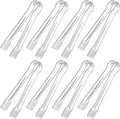 8-Piece Plastic Tongs - Clear Mini Serving Utensils, 6.3 Inch Small Tongs for Food, Ice, Salad, Buffet, Weddings, Barbecue Party