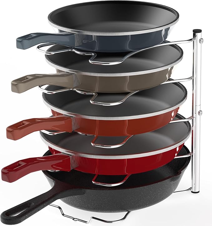 SIMPLE HOUSEWARE Cabinet Pantry Pot and Pan Organizer Holder Rack, Chrome