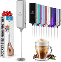 Mini & Mighty Milk Frother Wand – Powerful Handheld Coffee Frother, Battery Operated Drink Mixer – Compact Pocket Size – Detachable Whisk for Latte, Cappuccino, Matcha, Hot Chocolate – Silver