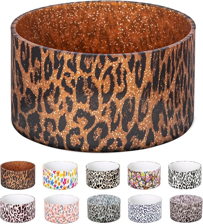 Silicone Boot for Stanley Quencher Tumbler 20/30/40 oz &IceFlow 20/30oz,Owala 24/40 oz Cup Cheetah Boot Sleeve 40oz Bottom Protector for Bottom Size 2.8-2.95" Cups & Bottles BPA-Free(Gold Leopard)
