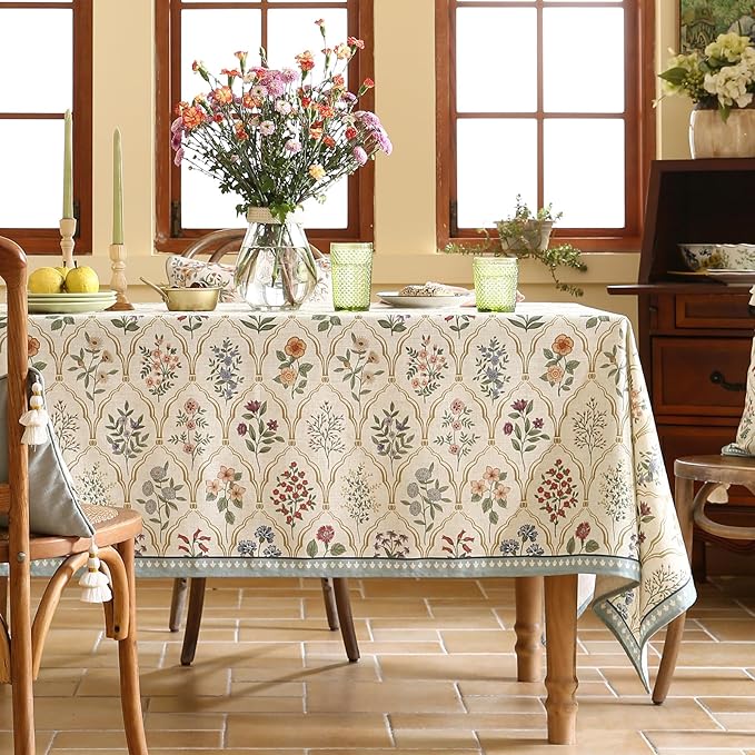 ISAENNE Designer Small Square Tablecloth,Western Linen Colorful Floral Indoor Table Cloth,Wrinkle Resistant Decor Tablecloths for Dining Thanksgiving Kitchen Christmas,55"*55"-Serenity B