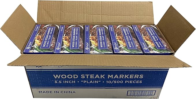KingSeal 500 Count 3.5 Inch Natural Birch Wood Steak Markers, Plain Unstamped Markers, Eco Friendly, Bulk Pack - 1 Box of 500