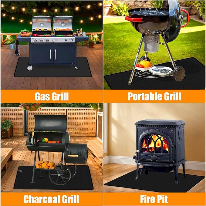 48 x 30 inch Under Grill Mats for Outdoor Grill,Double-Sided Fireproof for Lawn,Gas Grills,Deck,Patio and Smokers,Fire Pit Mat,Fireplace Mat,Waterproof,Oil-Proof and Non-Slip BBQ mat