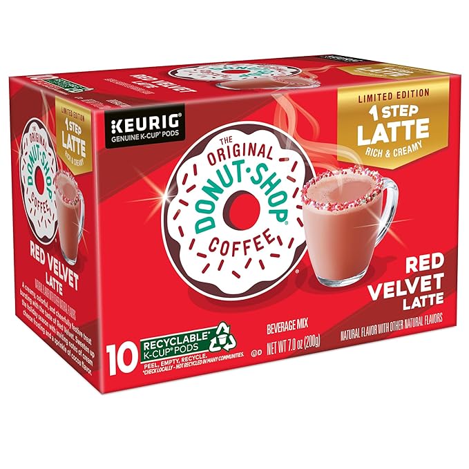 The Original Donut Shop One Step Red Velvet Latte, Keurig Single-Serve K-Cup Pods, Flavored Coffee, 60 Count (6 Packs of 10)