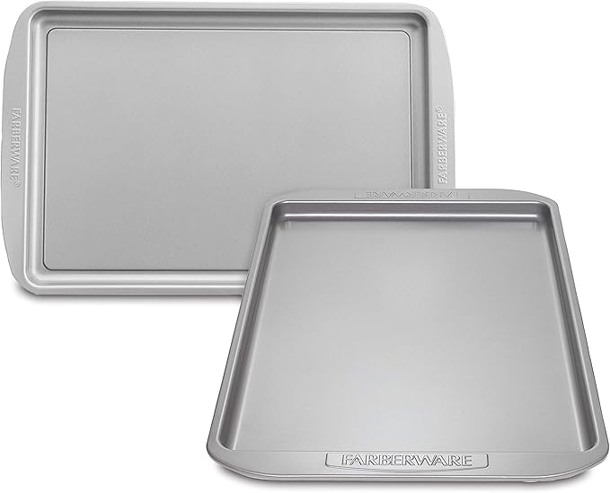 Farberware Nonstick Bakeware Set, Nonstick Cookie Sheets / Baking Sheets - 2 Piece, Gray